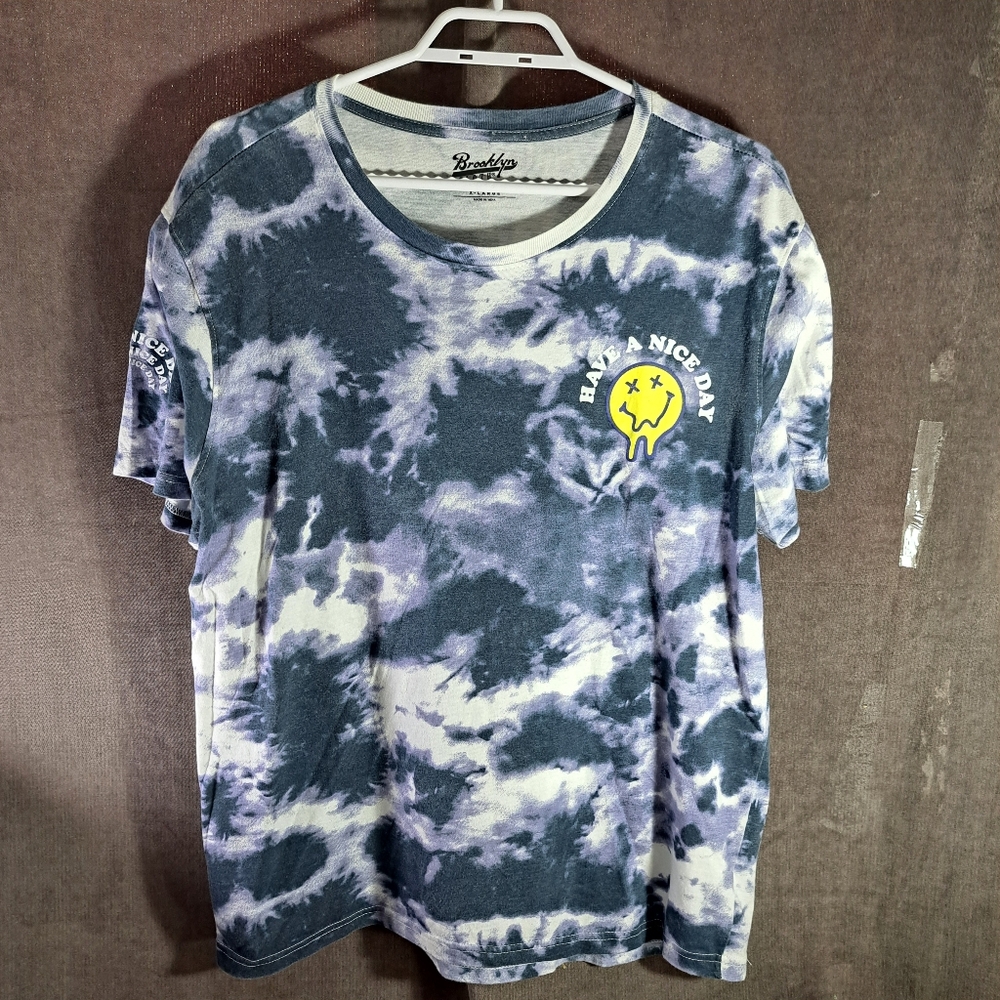 Brooklyn Cloth Tie Dye Have A Nice Day Melting Smily Face Graphic Tee G XL